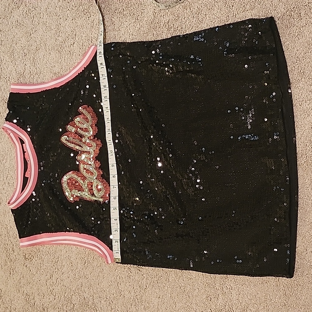 Barbie Jersey sequin Tank Black and pink Barbie Top - Picture 12 of 16